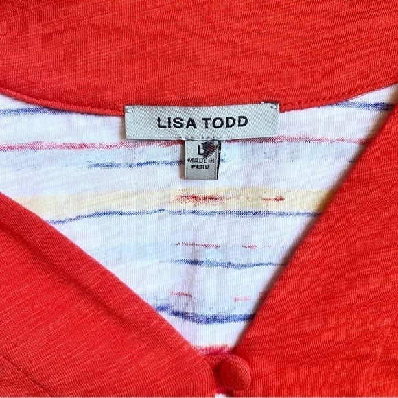 LISA TODD Drawstring Waist Cotton Dress Size Large in Bright Orange - Picture 13 of 15